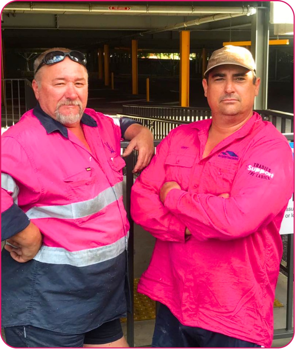 Gary and Mat in their pink hi-vis work shirts